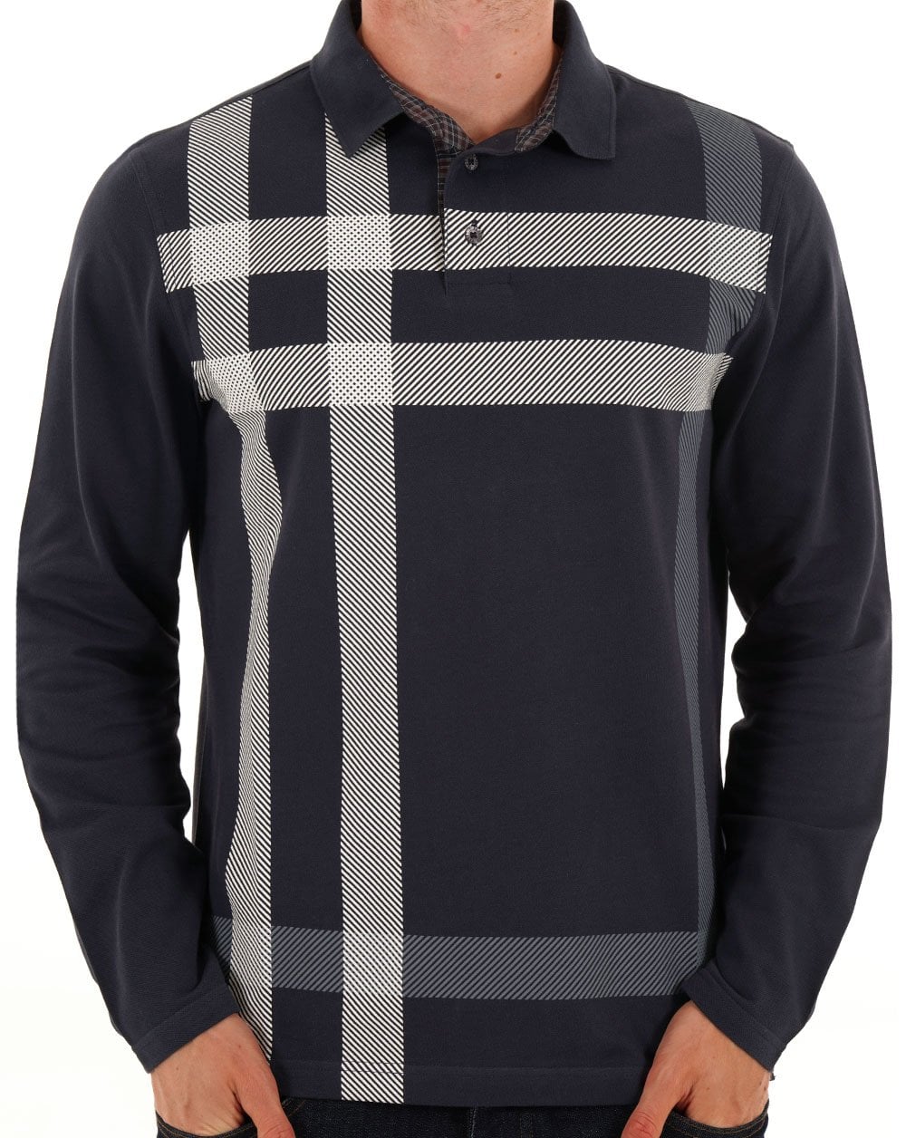 Barbour Blaine Langarm-Poloshirt, Marineblau