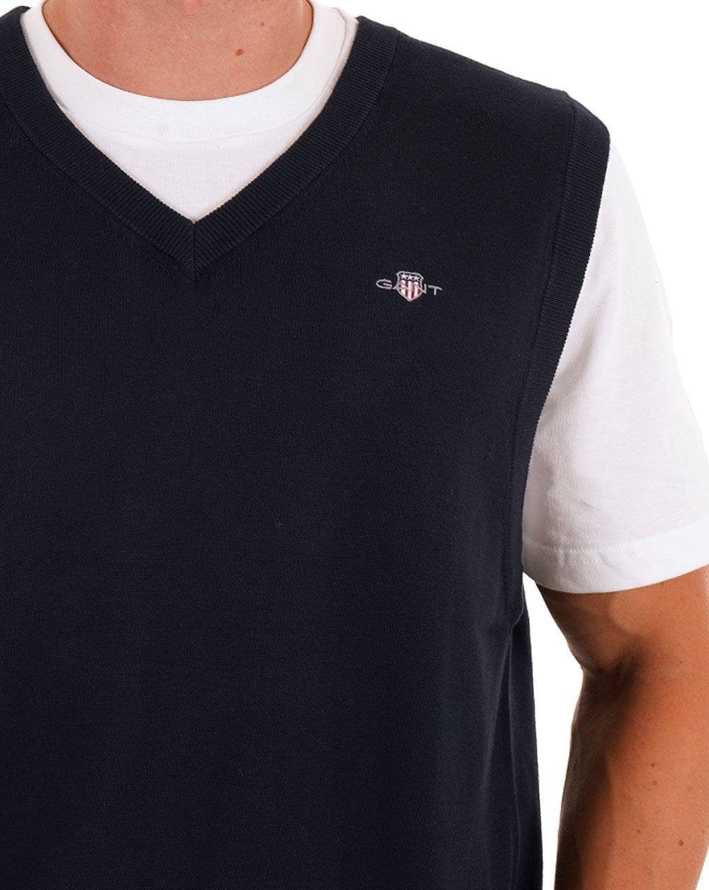 Gant Klassische Baumwollstrickweste Marineblau