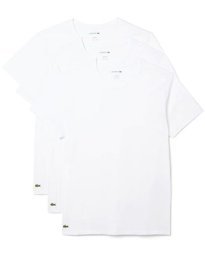 Lacoste – Dreierpack Lounge-T-Shirts in Weiß
