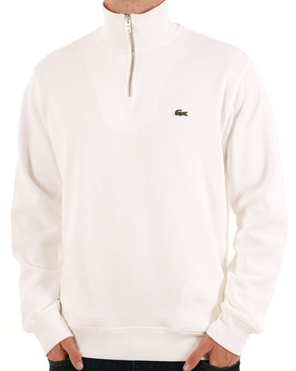 Lacoste – Sweatshirt mit halbem Reißverschluss in Mehl