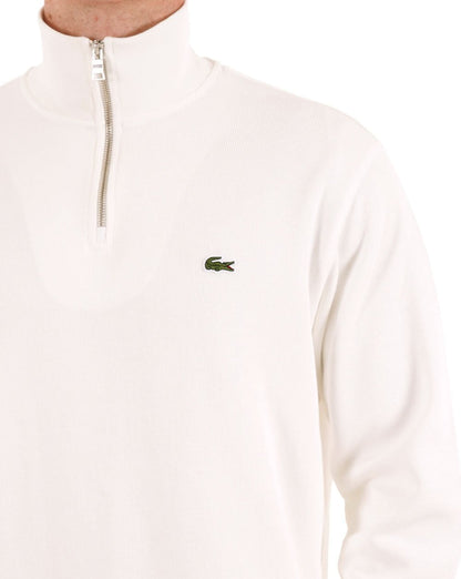 Lacoste – Sweatshirt mit halbem Reißverschluss in Mehl