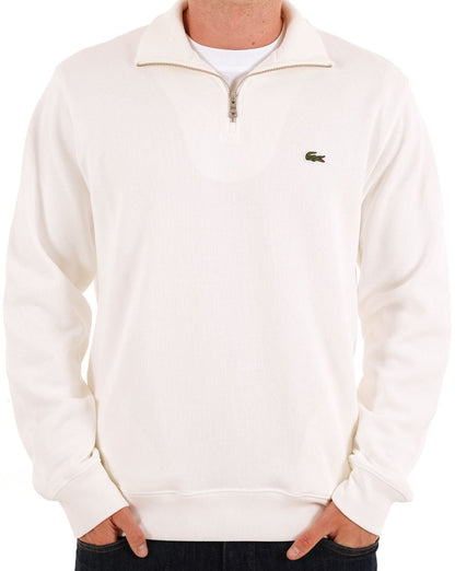 Lacoste – Sweatshirt mit halbem Reißverschluss in Mehl