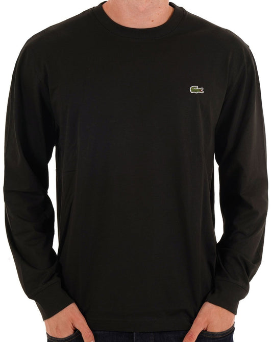 Lacoste Lacoste – Langärmliges Baumwoll-T-Shirt in Schwarz