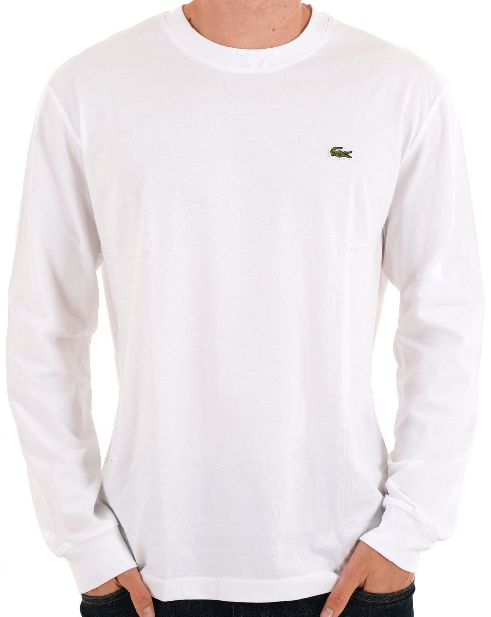 Lacoste – Langärmliges Baumwoll-T-Shirt in Weiß