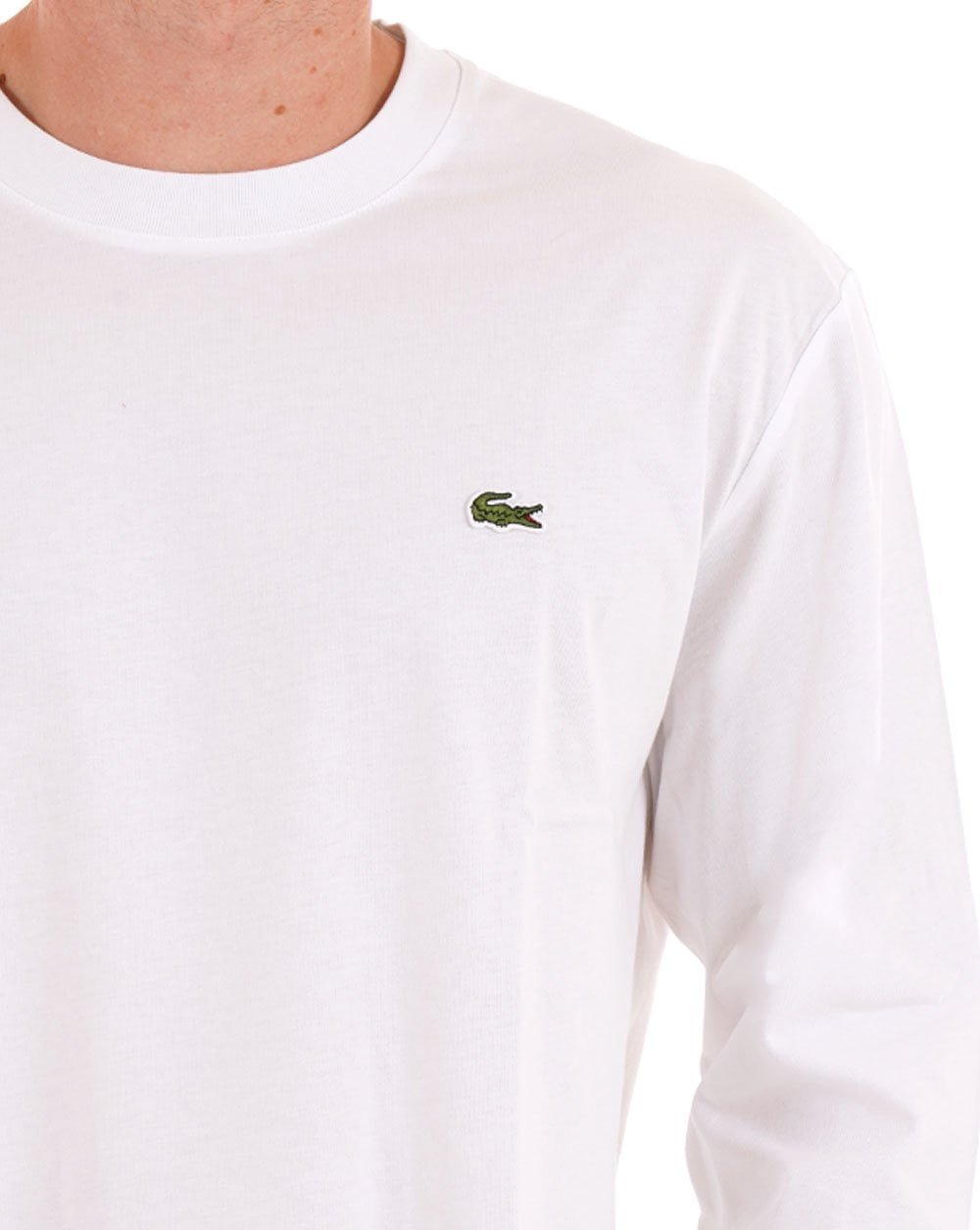 Lacoste – Langärmliges Baumwoll-T-Shirt in Weiß