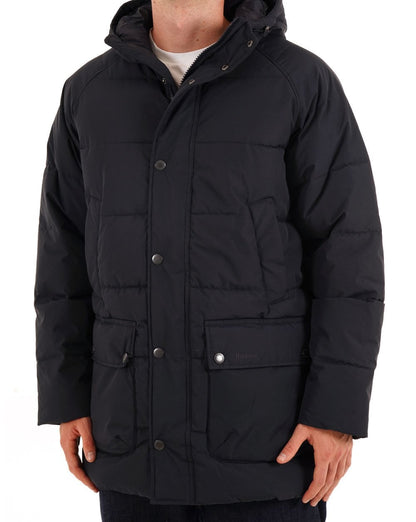 Barbour – Bedale – Pufferjacke mit Kapuze in Dunkelmarineblau
