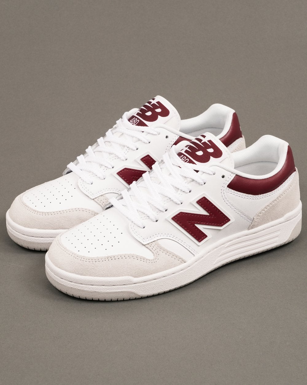 New Balance 480 Sneaker Weiß/Beige/Dunkelrot