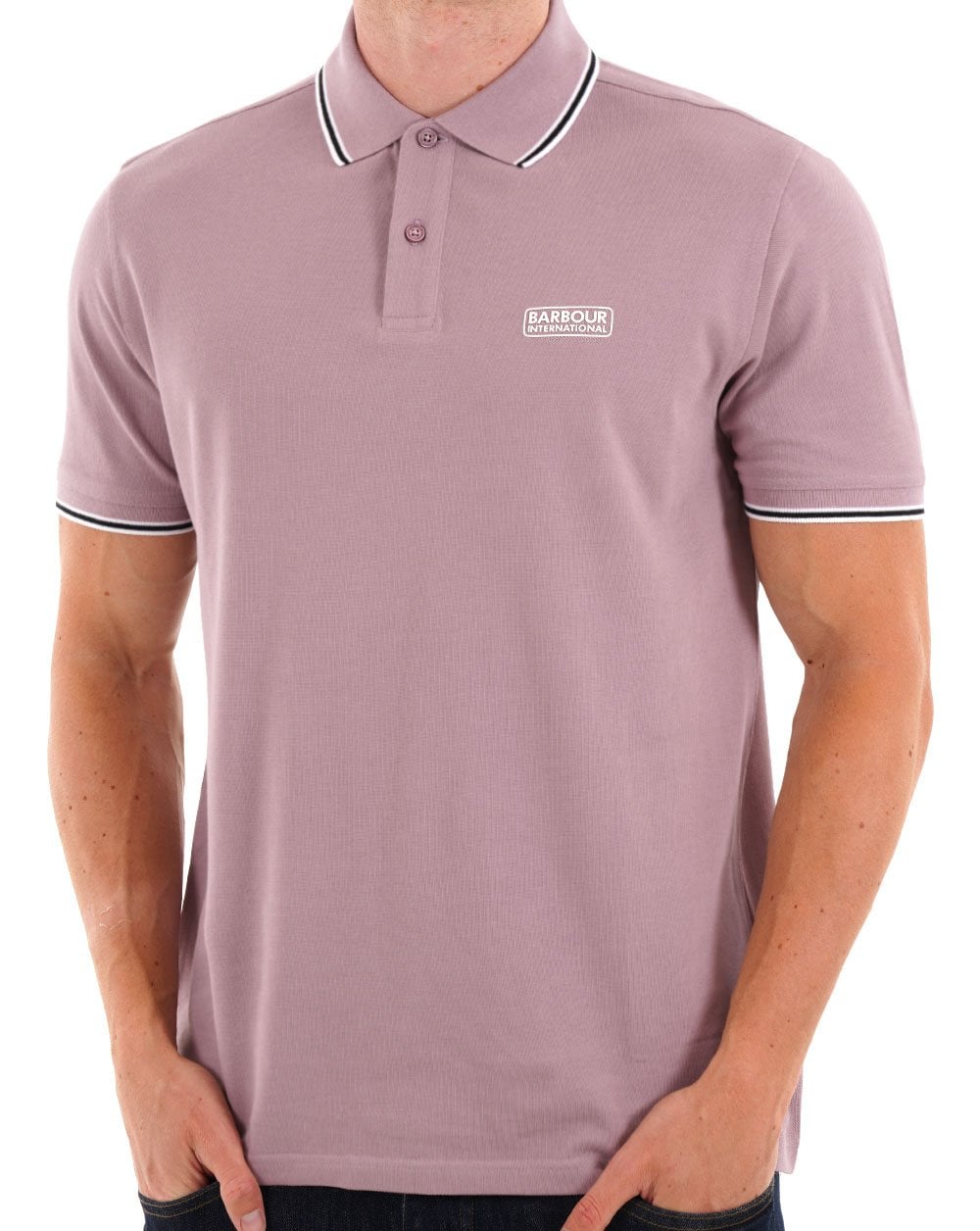 Barbour International – Poloshirt Evan Tipped in Holunderbeere