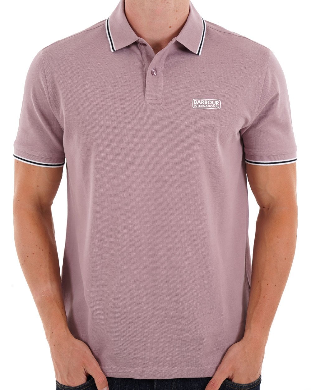 Barbour International – Poloshirt Evan Tipped in Holunderbeere