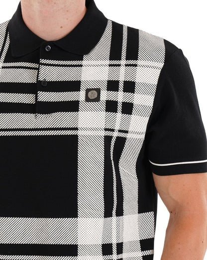 Trojan Oversize-Poloshirt mit Karomuster in Schwarz