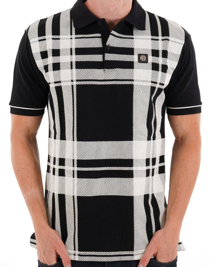 Trojan Oversize-Poloshirt mit Karomuster in Schwarz