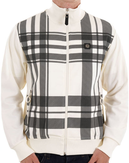 Trojan Oversized-Trainingsjacke mit Karomuster, Ecru