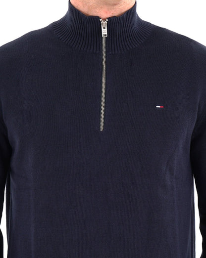 Tommy Jeans – Leichter 1/4-Strick in Dunkelmarineblau