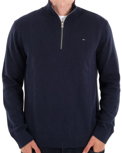 Tommy Jeans – Leichter 1/4-Strick in Dunkelmarineblau