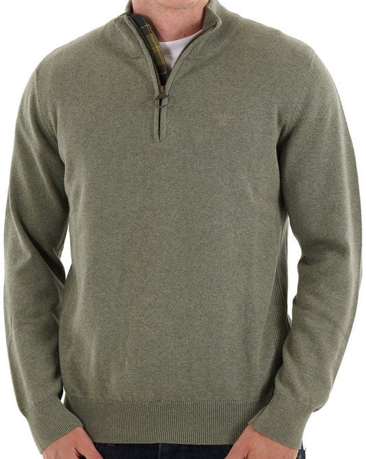 Barbour Barbour Baumwoll-Halbreißverschluss-Strick Thymian