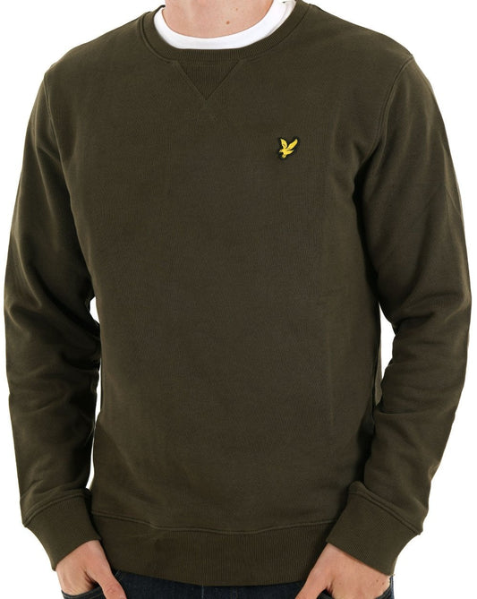Lyle &amp; Scott Sweatshirt mit Rundhalsausschnitt in Olivgrün
