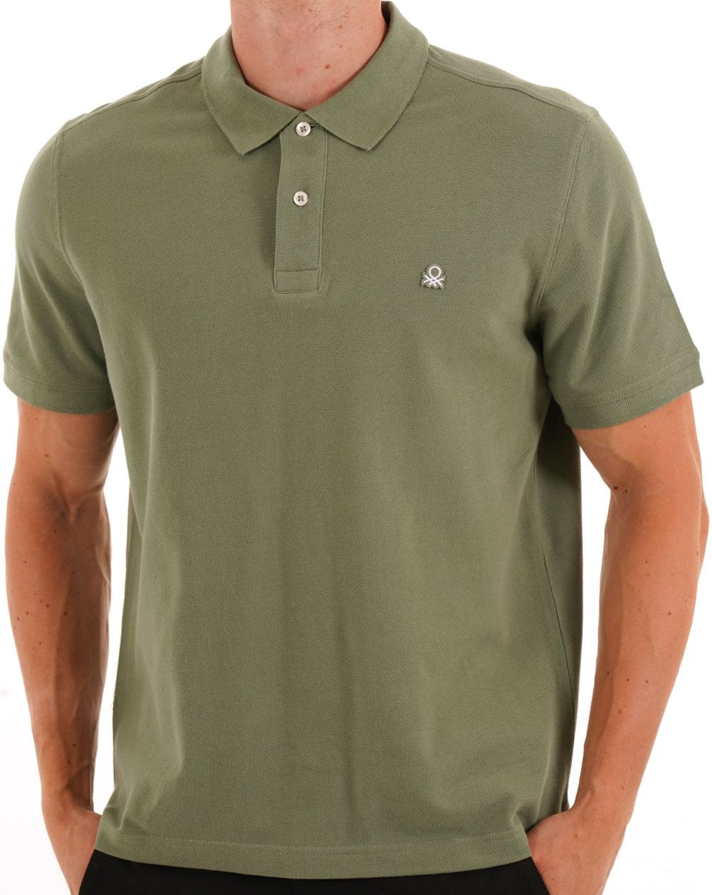 Benetton Poloshirt Khaki Grau