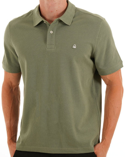 Benetton Poloshirt Khaki Grau