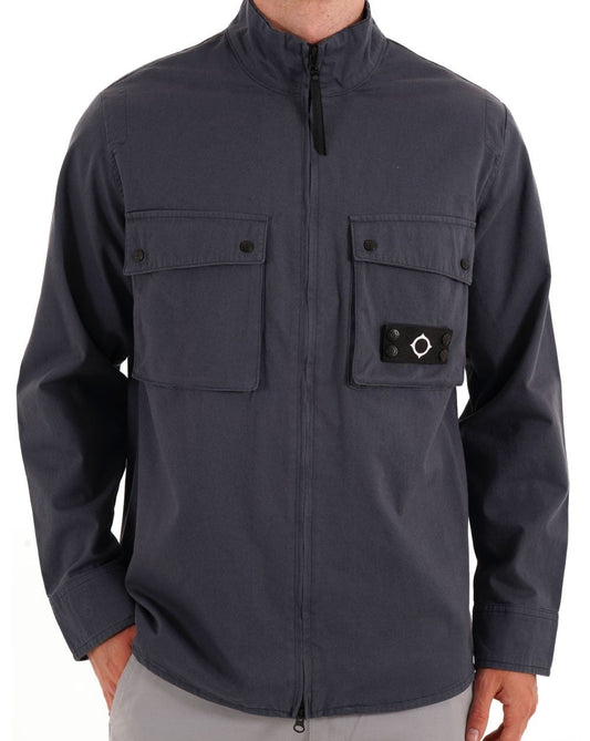 Ma.Strum MA.STRUM Aerial Funnel Neck Overshirt Tintenblau