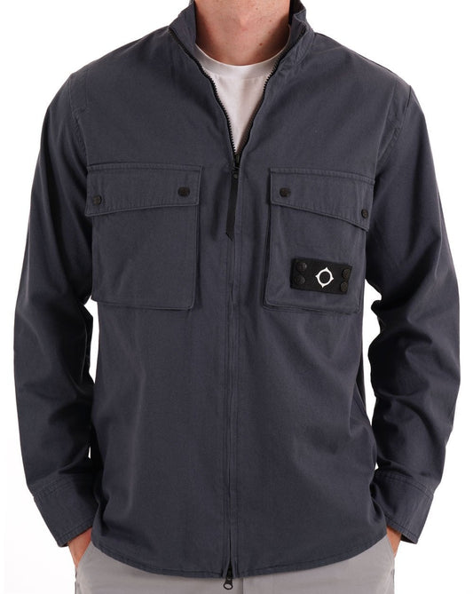 Ma.Strum MA.STRUM Aerial Funnel Neck Overshirt Tintenblau
