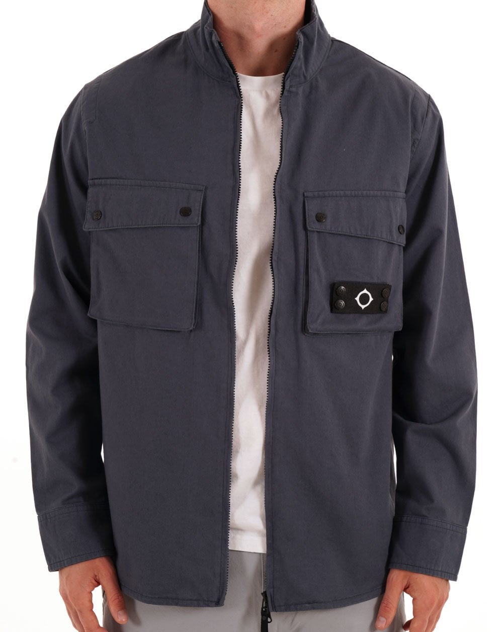 MA.STRUM Aerial Funnel Neck Overshirt Tintenblau