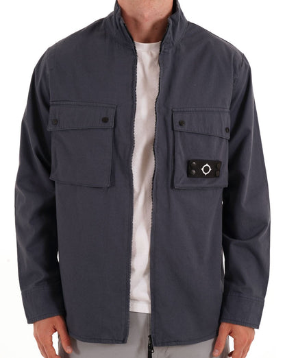 MA.STRUM Aerial Funnel Neck Overshirt Tintenblau