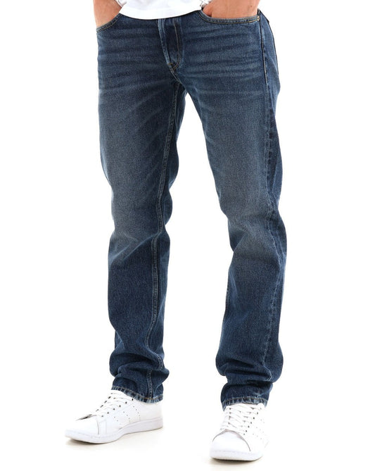 Replay Replay – Grover – Straight Fit-Jeans in Dunkelblau mit verwaschenem Design