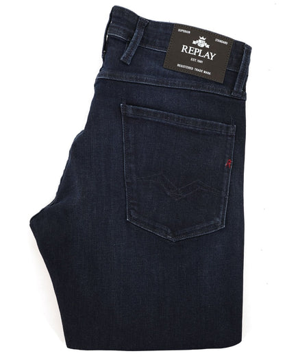 Replay – Anbass – Slim Fit Jeans in Dunkelblau
