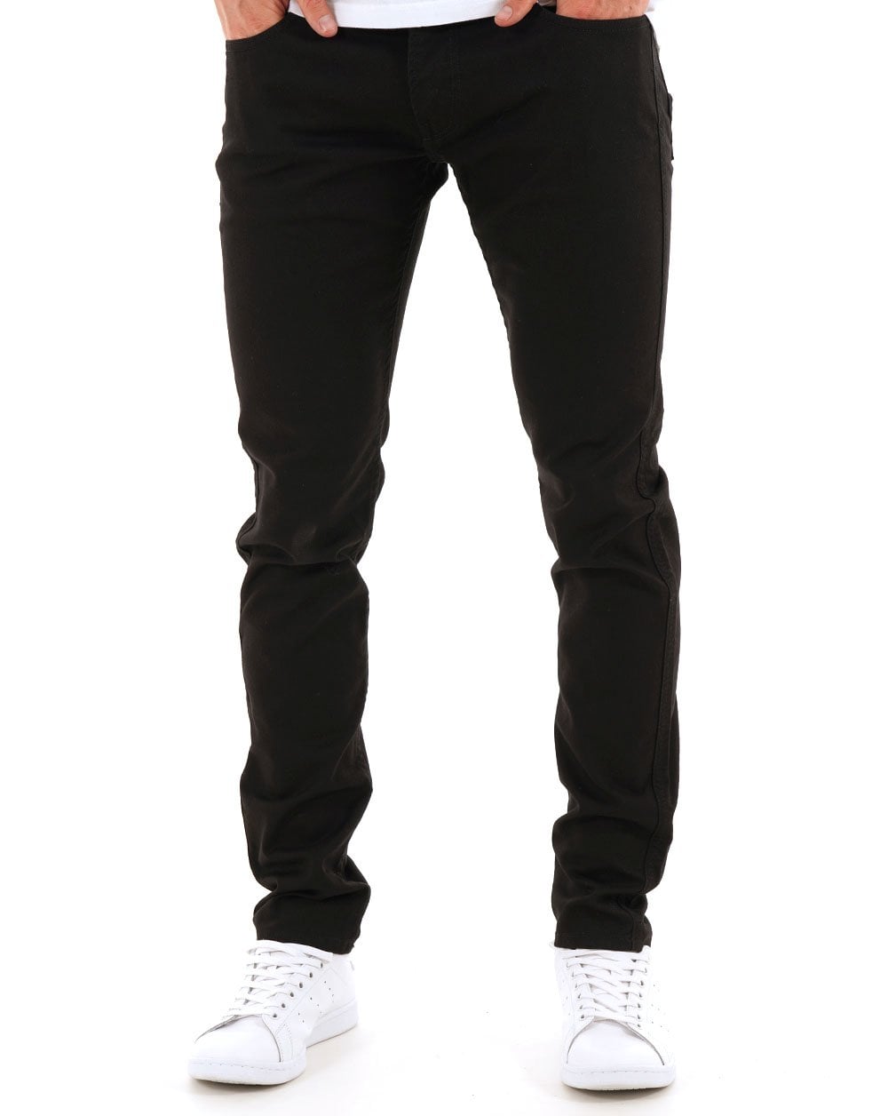 Replay – Anbass – Schmal geschnittene Jeans in Schwarz