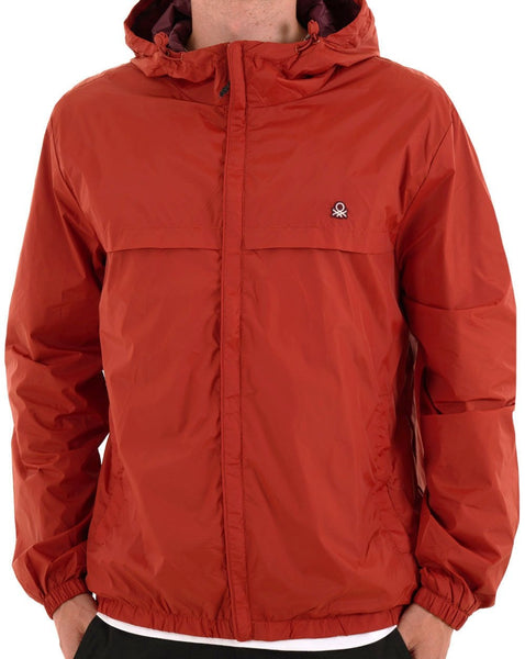 Benetton Hooded Rain Defender Jacket Brick Red
