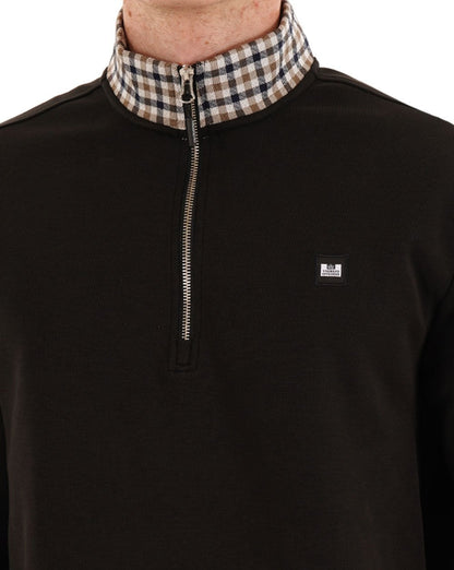 Weekend Offender – Henson – Sweatshirt mit 1/4-Reißverschluss, Schwarz