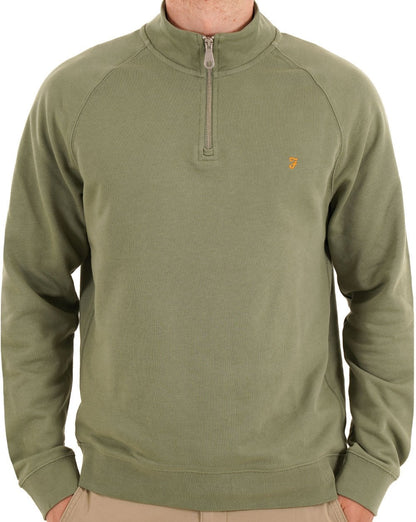 Farah – Jim – Sweatshirt mit 1/4-Reißverschluss in Estragongrün