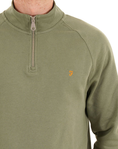 Farah – Jim – Sweatshirt mit 1/4-Reißverschluss in Estragongrün