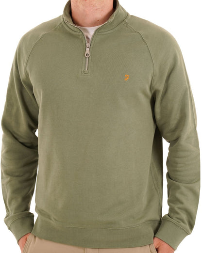 Farah – Jim – Sweatshirt mit 1/4-Reißverschluss in Estragongrün