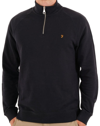 Farah – Jim – Sweatshirt mit 1/4-Reißverschluss in Marineblau