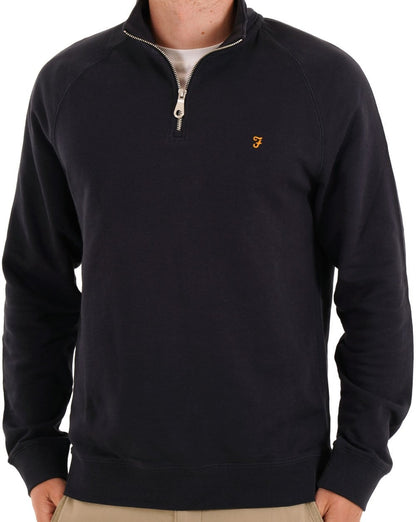 Farah – Jim – Sweatshirt mit 1/4-Reißverschluss in Marineblau