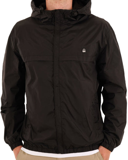 Benetton Regenjacke mit Kapuze Schwarz/Weiß