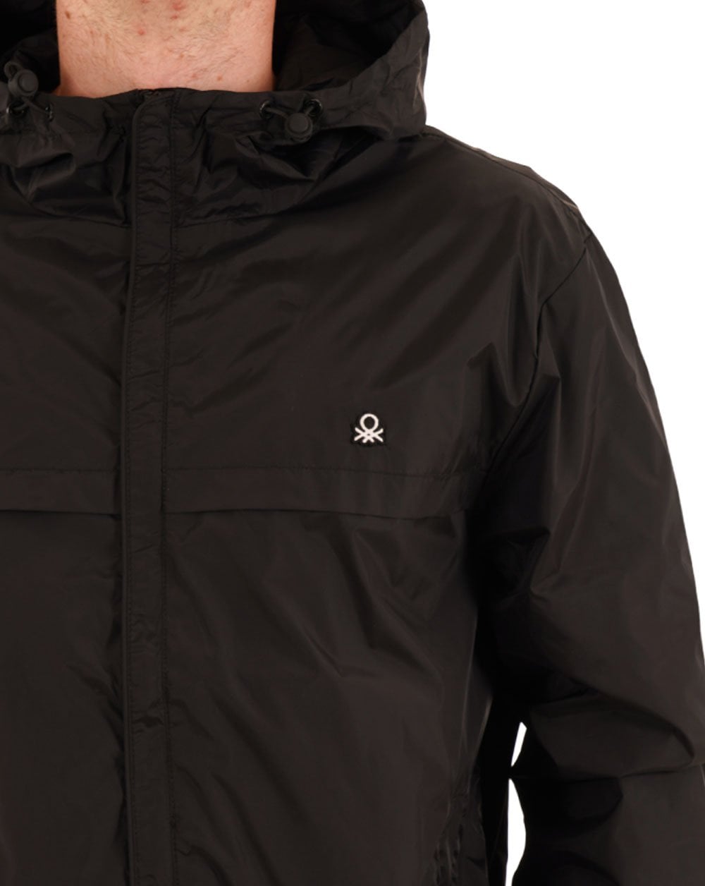 Benetton Regenjacke mit Kapuze Schwarz/Weiß