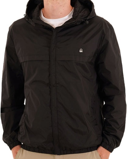Benetton Regenjacke mit Kapuze Schwarz/Weiß