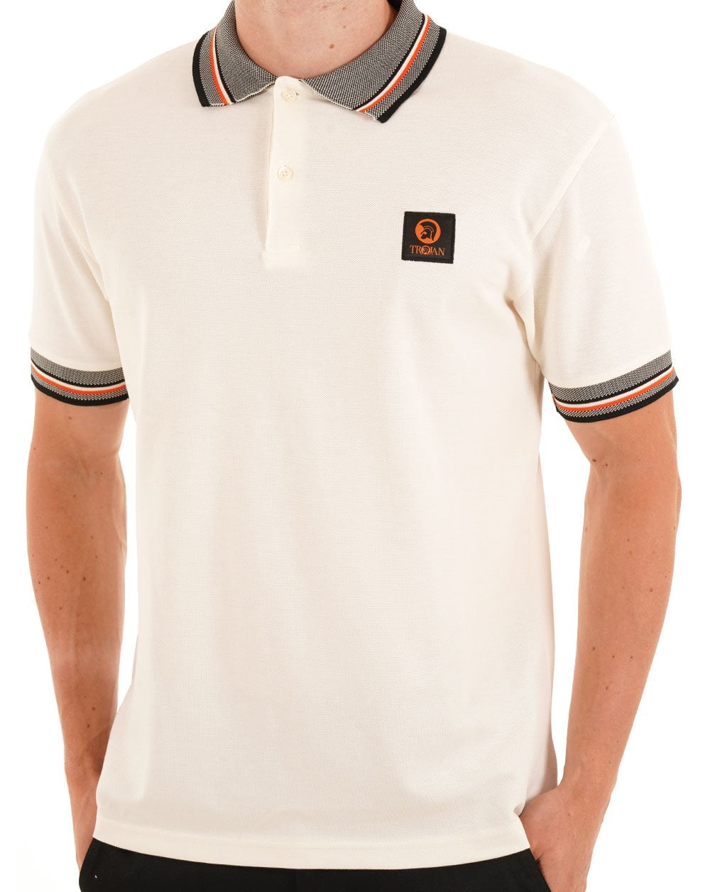 Trojan Piqué-Polo mit Oxford-Kragen Ecru