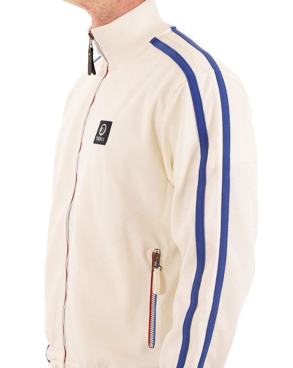 Trojan Trainingsjacke mit Kontrastreißverschluss Ecru/Blau