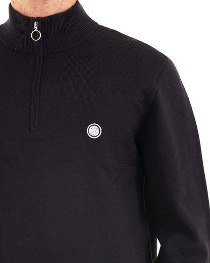 Pretty Green Merino-Strickpullover mit 1/4-Reißverschluss, Marineblau