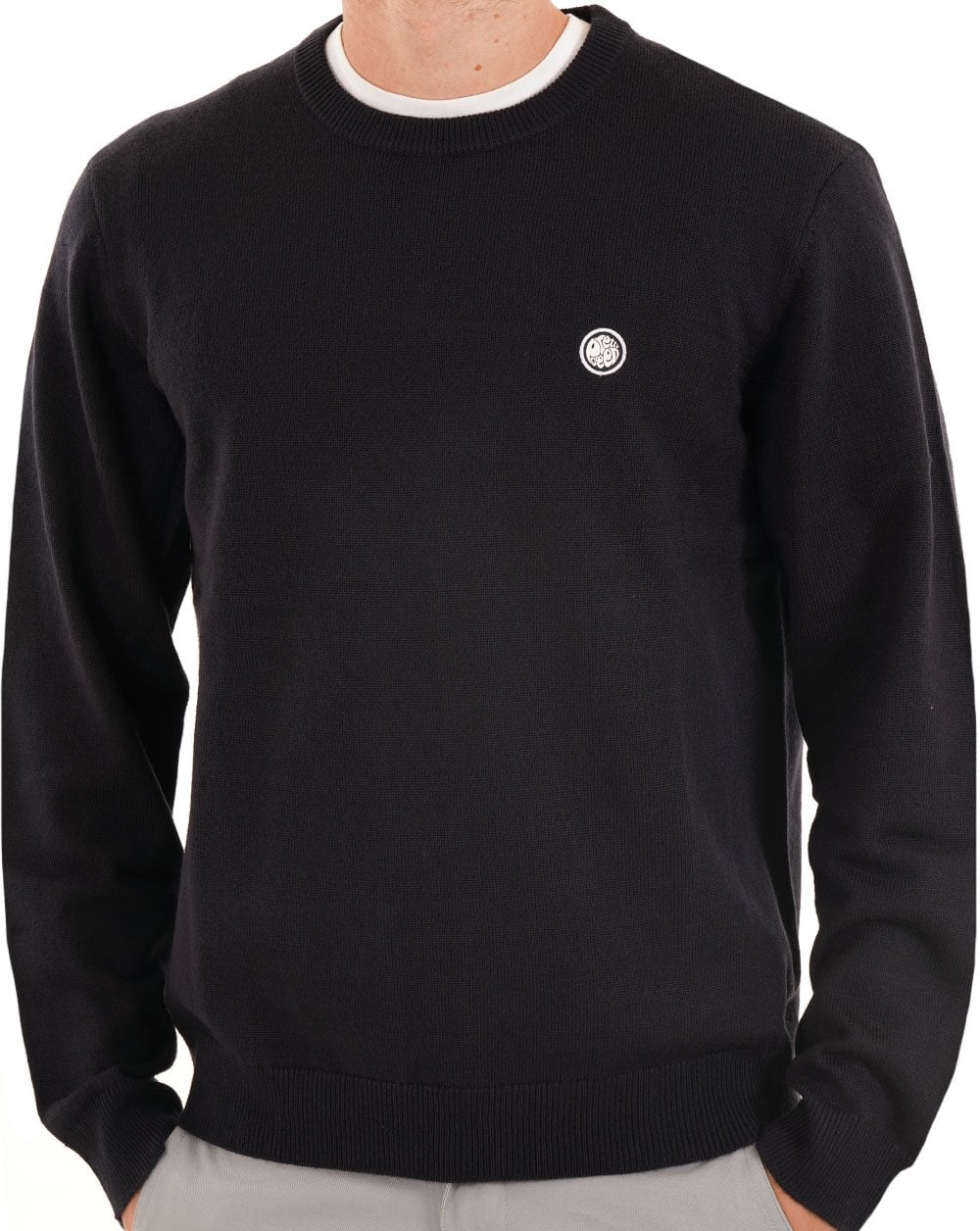 Pretty Green Rundhalsstrick aus Merinomischung, Marineblau