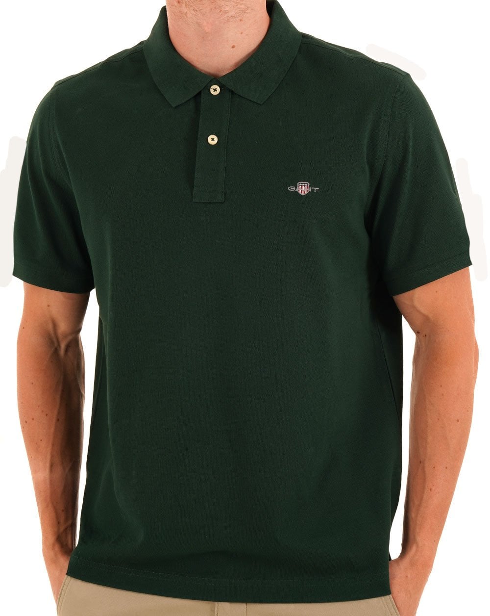 Gant Shield Piqué Polo Tartan Grün