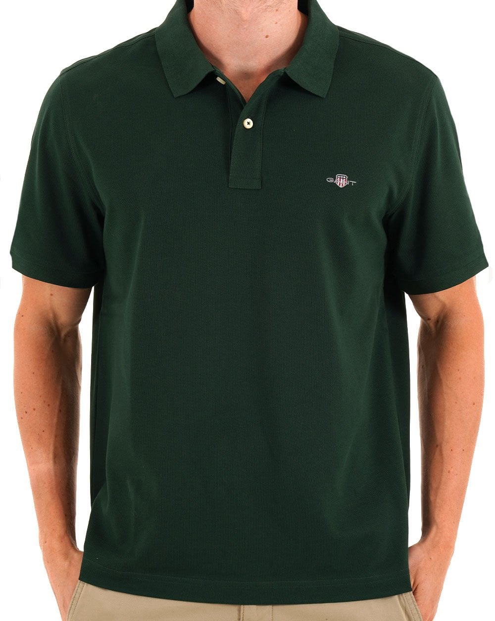 Gant Shield Piqué Polo Tartan Grün