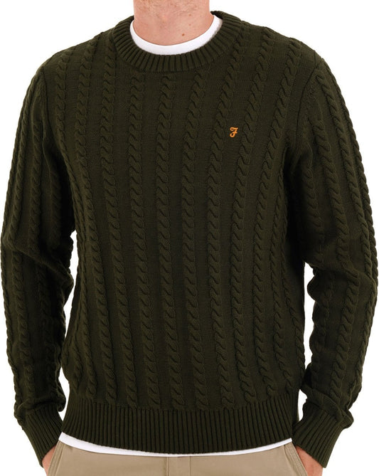 Farah Farah Knight Zopfmusterpullover Evergreen