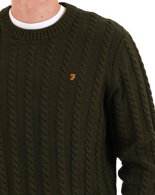 Farah Farah Knight Zopfmusterpullover Evergreen