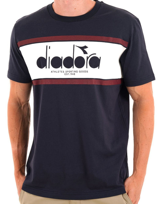 Diadora Logo T-Shirt Blau Denim/Optisches Weiß