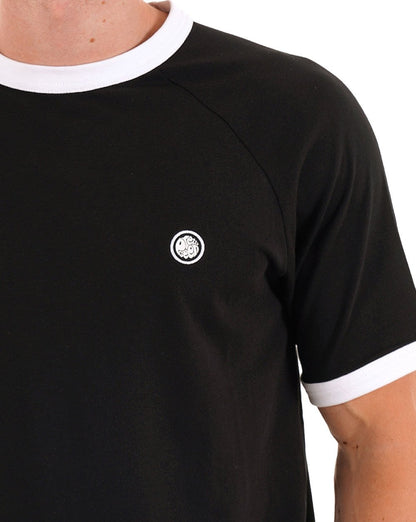 Pretty Green Boston Ringer Tee Schwarz
