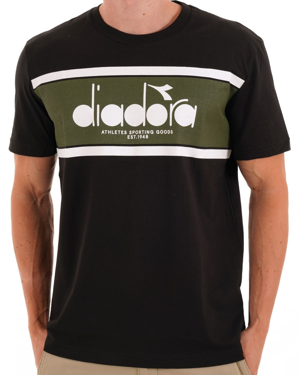 Diadora Logo T Shirt Black / Green Rifle